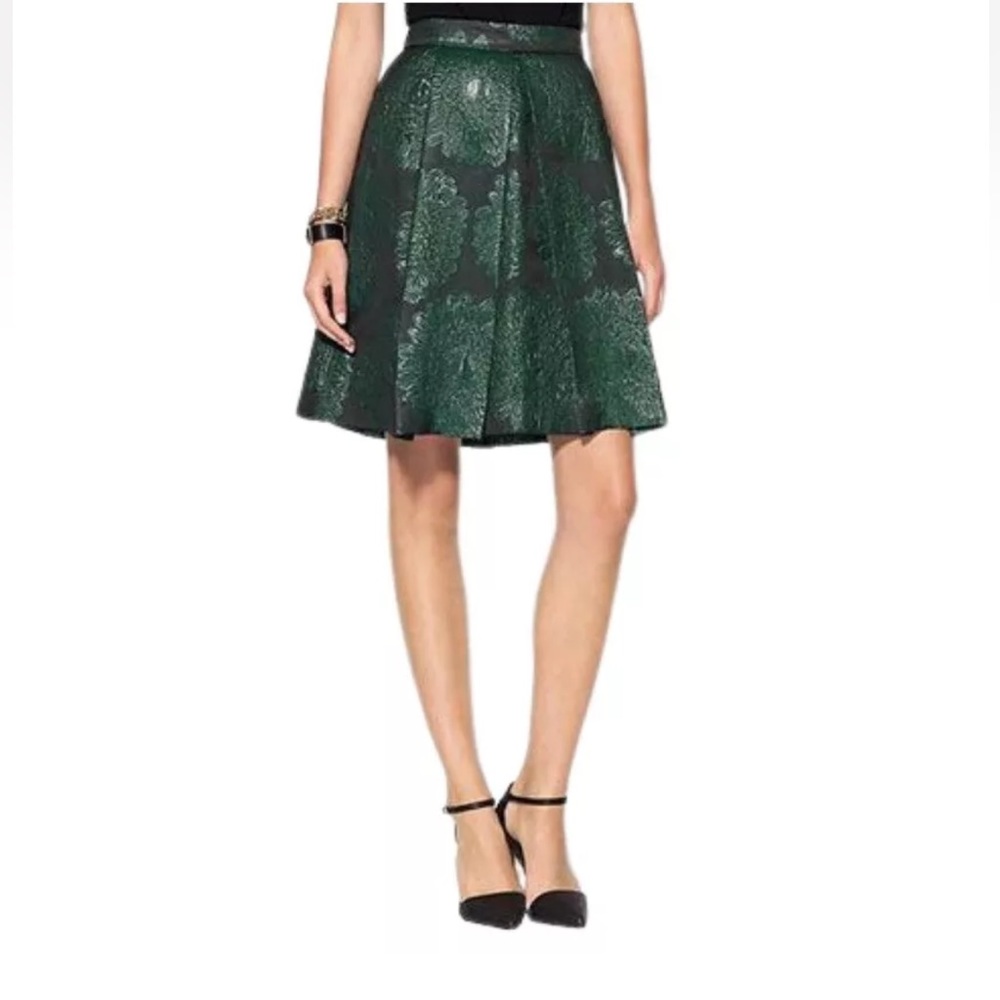Trina Turk Green Embossed Matelasse Pleat Floral Skirt Women Size 0 New